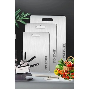 Ensemble de planches à découper antibactériennes en acier inoxydable, 3 pièces - Product Image 3