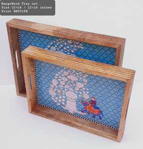 Plateau de service Rectangle imprimé sur mesure Poignées de conception haut de gamme en bois exquis Vaisselle jetable Vaisselle pour - Product Image 4