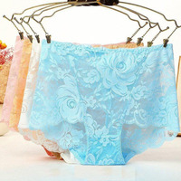 Culotte string sexy sans entrejambe pour femme, grande taille, avec logo personnalisé OEM, impression numérique, broderie, en coton tricoté fin