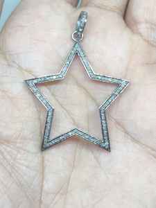 Twinkle Star Pave Diamond Pendentif en argent sterling 925 Taille 40x40MM - Product Image 2