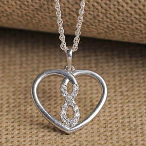 Collier chaîne pendentif cœur infini CLARA en argent sterling 925, géométrique, or blanc, or rose, diamant, zircon, perle, tendance - Product Image 2