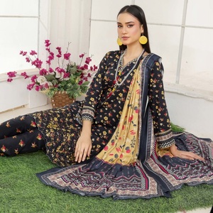 Bin Hameed Ladies 3 piezas bordado Salwar Kameez Super Whole Seller vestido de lino indio pakistaní para niñas - Product Image 3