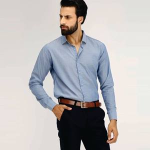 Camisas de vestir para hombre Camisas de manga larga antiarrugas de algodón completo teñido blanco comprar camisas de vestir casuales para hombre personalizadas al por mayor - Product Image 4