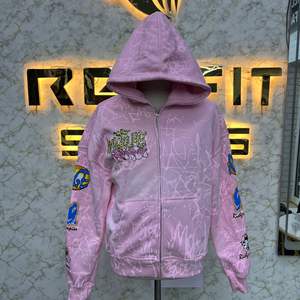 Sudadera con capucha y cremallera más demandada de alta calidad con etiqueta personalizada, sudaderas con capucha de color rosa impresas hechas en fábrica a precio barato, sudaderas con capucha para hombres - Product Image 1