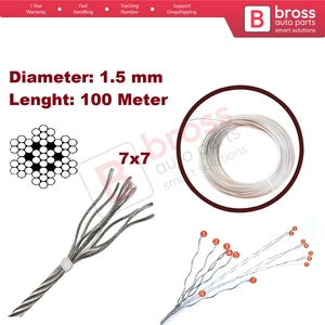 Cable de reparación para elevalunas BWR5472, cable de acero 7x7, diámetro: 1.5 mm, longitud: 100 metros, para elevalunas de coche - Product Image 5