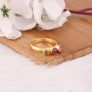 แหวนเงินแท้ 925 ทำมือ ปรับขนาดได้ สำหรับผู้หญิง แหวนเงินแท้ 925 ประดับพลอยทัวร์มาลีนธรรมชาติ สไตล์โบโฮ - Product Image 3