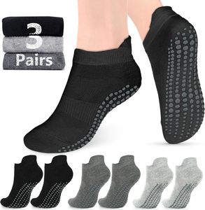 Chaussettes de sport antidérapantes pour femmes et hommes Chaussettes de yoga et de barre aux pieds nus avec poignées confortables - Product Image 1