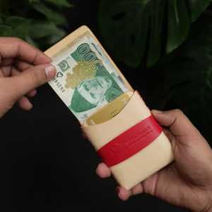 No. 101 All in one <b>Card</b> <b>wallet</b> natural vegtan leather & Red combination - Product Image 4