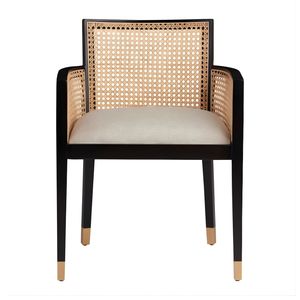 Refined Midcentury Modern Cane Back Wood Dining <b>Chair</b> Polyester Upholstery Home Apartment <b>Restaurant</b> Hotel Interior Project Use - Product Image 2