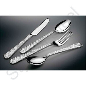 Le nouvel ensemble de couverts en acier inoxydable martelé à la mode de 3 pièces comprend une cuillère à fourchette à couteau adaptée aux enfants pour le dîner - Product Image 1
