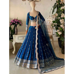 Lehenga Choli de Mujer, la Mejor Calidad en Ventas Mundiales, Georgette Sintética con Trabajo de Hilo y Lentejuelas, Completamente Cosido - Product Image 1