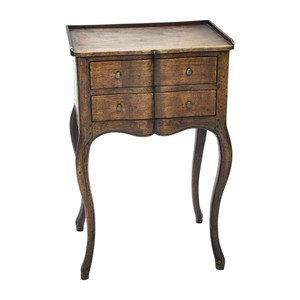 French Style Solid Wood Weathered Oak Nightstand with 2 Drawers Traditional <b>Antique</b> Design for Bedroom and Living Room Storage - Product Image 3