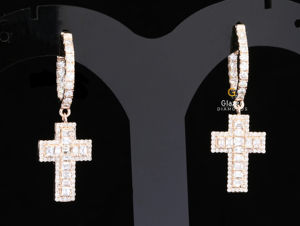 Nueva moda totalmente helado Jesús Cruz cuelga pendientes brillante Esmeralda Moissanite VVs diamantes 925 plata esterlina fiestas regalos - Product Image 6