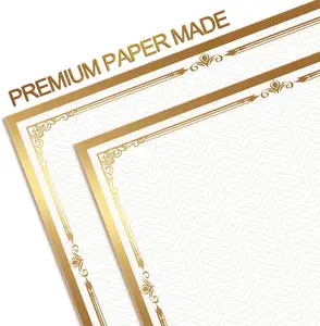 Blank Gold Foil Certificate paper for Diploma, Participation Awards, Laser and Inkjet Printer Friendly for 2023 Factory supply