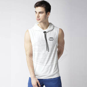 <b>Men</b> Winter Hooded <b>Sleeveless</b> <b>Hoodie</b> with Customized Design Breathable Polyester/Cotton Fabric for Gym Workout & Daily Fitness - Product Image 2