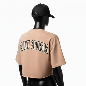 Camiseta Corta para Mujer, Algodón Jersey de Alta Calidad, 190 GSM, Transpirable, Tono Durazno, Dobladillo sin Rematar, Logotipo Bordado - Product Image 5