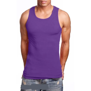 Gilet de sport en coton 230 GSM pour hommes, débardeur uni sans manches avec logo personnalisé pour la musculation et le fitness 2025 - Product Image 1