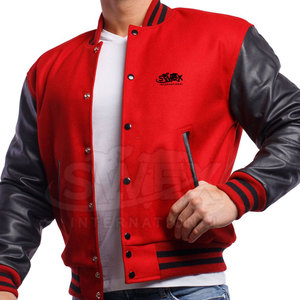 Veste Letterman à manches en cuir coupe-vent vente en gros veste d'hiver Letterman à manches en cuir à usage extérieur grande taille - Product Image 4