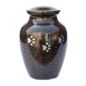 Urne funéraire classique pour animaux de compagnie en noir et or avec motif de deux empreintes de pattes pour une mémoire intemporelle - Product Image 2
