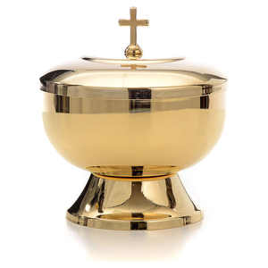 Ciborio de latón dorado con acabado brillante Suministro de Iglesia litúrgica Recipiente de comunión Tamaños personalizados disponibles - Product Image 3