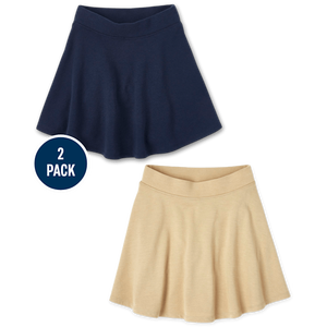 ชุดนักเรียน2แพ็คสำหรับเด็กผู้หญิงฝรั่งเศสเทอร์รี่ชุดเดรสใส่ไปโรงเรียนใช้งานได้หลากหลายแถบเอวยืดได้ยาวปานกลางสูงขึ้นต้นขา - Product Image 2