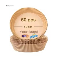 Papel de Hornear Resistente al Calor 220C con Logotipo Personalizado, Revestimiento de Cartón para Airfryer, Resistente al Aceite, Seguro para Alimentos, Compacto, EE. UU.