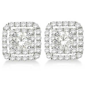 14k White Gold Pave-<b>Set</b> <b>Square</b> Diamond Earring Jackets 1.05ct Diamond Jewelry - Product Image 4