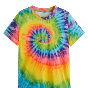 Alta calidad al por mayor 100% algodón Tie Dye camiseta de gran tamaño de manga corta de verano Top cuello redondo suelto Tie Dye camisetas para hombres - Product Image 6