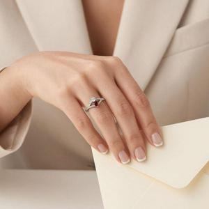 Jeulia Custom Split Shank Promise <b>Ring</b> with 2 Birthstones in Rose Gold and Rhodium Plating - Product Image 6