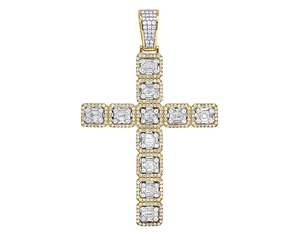 Pendentif Hip Hop en argent sterling 925 pour homme avec diamant rond et baguette en moissanite - Product Image 3