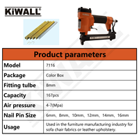 Agrafeuse pneumatique 22Ga 7116 #6-16mm Agrafeuse/Cloueuse à air Kit de pistolet à clous Outils de travail pour charpentier Clous de type F