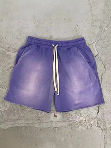 กางเกงขาสั้นผู้ชายทรงหลวมพิมพ์ลายพัฟหน้าจอคุณภาพสูงผ้าคอตตอนสำหรับซักแบบย้อนยุค - Product Image 3