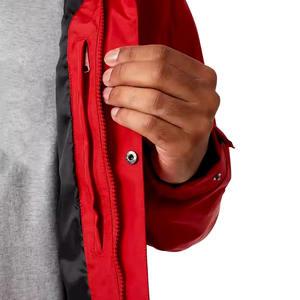 Veste coupe-vent à capuche pour homme, 100% polyester, 3 couches, décontractée, imperméable, fermeture éclair, grande taille, respirante, unie - Product Image 3