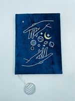 Carnet de luxe céleste fait main en velours avec couverture brodée, couleurs/tailles personnalisables, agenda scolaire, logo personnalisé, promotion