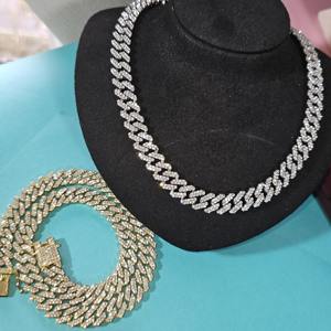 Cadena Cubana Hip Hop con Incrustaciones de Diamantes Moissanite Incoloros de Dos Hileras en Plata 925, Collar con Colgante Brillante para Raperos a la Moda - Product Image 5