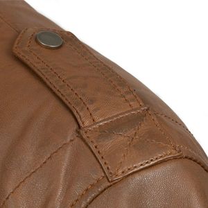 Veste en cuir et toile marron foncé vintage avec logo brodé personnalisé, coupe décontractée, respirante, séchage rapide, pour homme, idéale pour l'hiver - Product Image 6