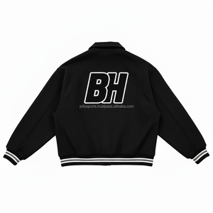 Survêtement en coton et polyester de qualité supérieure 380 GSM polaire couleur noir et gris broderie ou impression de logo personnalisé vestes universitaires pour femmes - Product Image 2