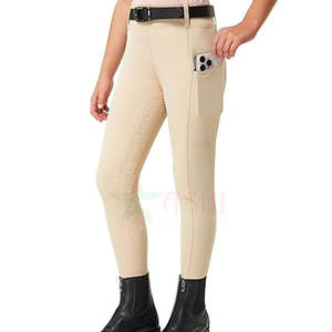 Leggings de Equitación para Mujer, Cintura con Cremallera, Suaves, Elásticos, Impermeables, Resistentes al Viento, Spandex/Poliéster - Product Image 1
