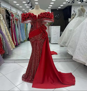 Robe de soirée de bal maxi en satin élégante et rêveuse, manches courtes, col à nœud, motif vintage, décoration plissée, robe de soirée formelle - Product Image 3