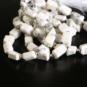 Perles de howlite blanche naturelle facettées, taille 7x9-8x11 mm, perles de howlite en vrac, brin de 8 pouces pour la fabrication de bijoux. - Product Image 5