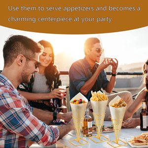 Ice Cream Cone <b>Display</b> Rack in Gold Plated Metal with Polished Finished Perfect <b>for</b> Store, Party, and Wedding <b>Displays</b> - Product Image 6