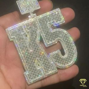 Corte Esmeralda VVS Lab Grown Layered Letter Colgante Iced out Colgante Letra del alfabeto personalizada Plata de Ley 925 - Product Image 4