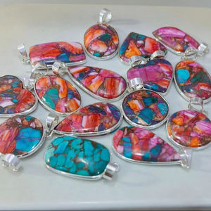 Colgante de Plata de Ley 925 con múltiples piedras preciosas, hecho a mano collar con colgante de plata, joyería de piedra curativa colorida, colgante bohemio único - Product Image 1