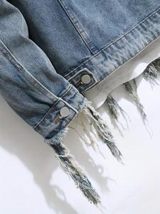 Vente en gros de vêtements pour hommes veste en denim vieilli à la mode pour hommes personnalisée avec patchwork avec logo de qualité supérieure à bas prix - Product Image 5