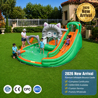 Pedido Mínimo 50 Piezas, Casa de Brinco Inflable de Tela Oxford 420D 840D con Cañón de Agua Integrado, Bajo Nivel de Ruido, Personalizable para Parques Infantiles