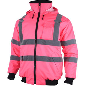 Vêtements de travail haute visibilité réfléchissant sécurité hiver Bomber veste à capuche pour femmes haute visibilité matelassé sécurité coton mélangé basiques - Product Image 1