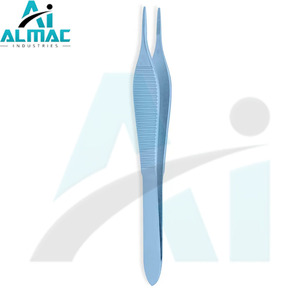 Almac ชุดคีมหนีบไมโคร Adson 12ซม. เครื่องมือมือไทเทเนียมด้ามจับแบนตรงปลายหยักขายร้อน - Product Image 1