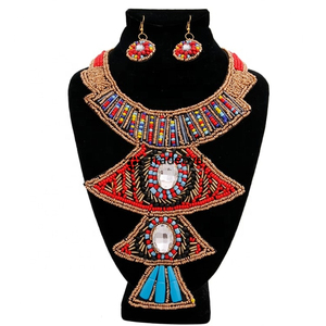 Tradebyd Premium Broderie Collier Bijoux Artisanaux Boho Chic Mariage et Fête Porter Collier - Product Image 6