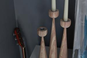 Ensemble de bougeoirs en bois pour décorations de Noël, design contemporain artisanal, bougeoir pour bougie pilier - Product Image 4