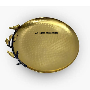 Elegant Handcrafted Aluminum Metal Octopus Side Handle White Finish <b>Decorative</b> Serving <b>Tray</b> Latest Arrival - Product Image 2